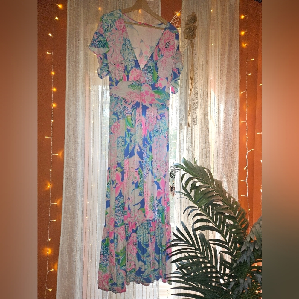 Blue and Pink Floral Maxi Sundress